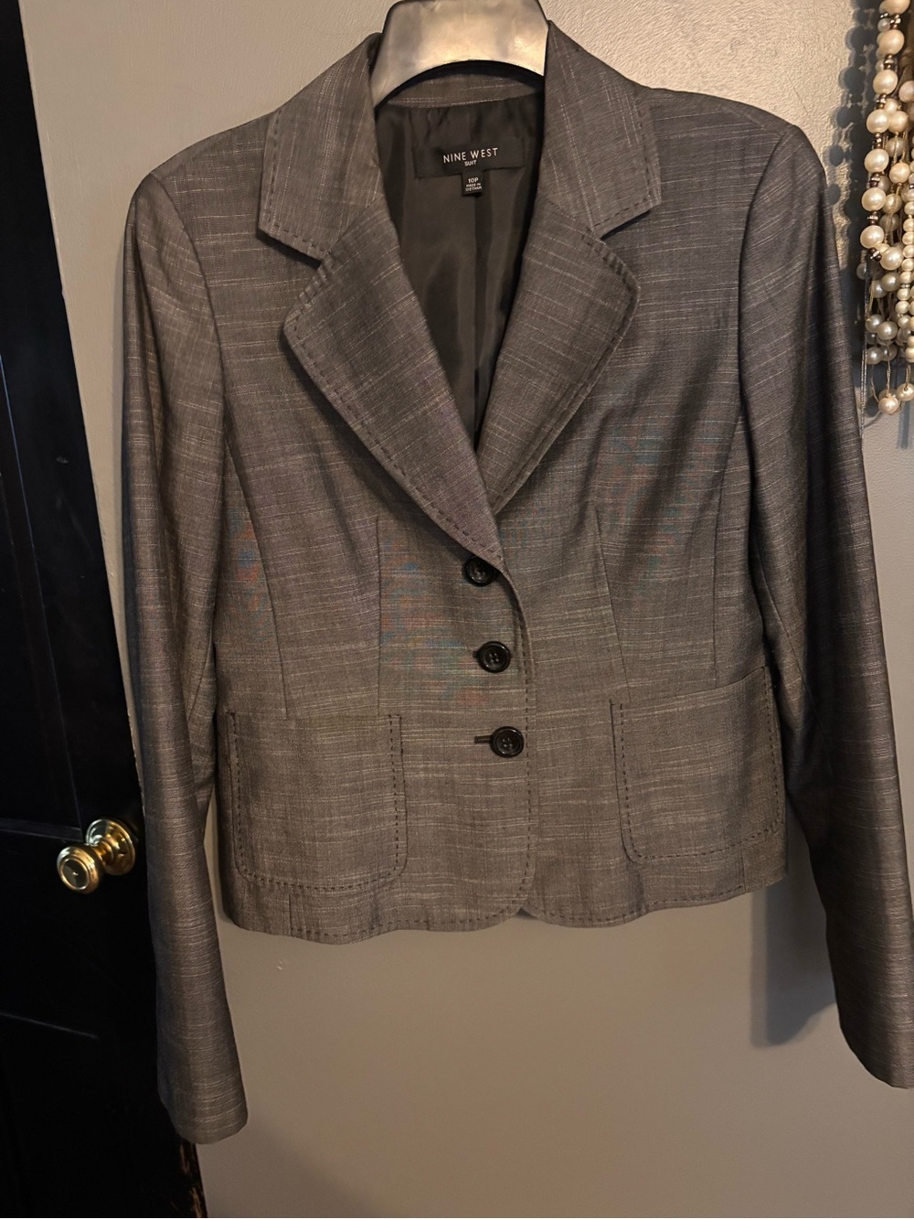 Nine West Women's Charcoal Gray Three-Button Blazer